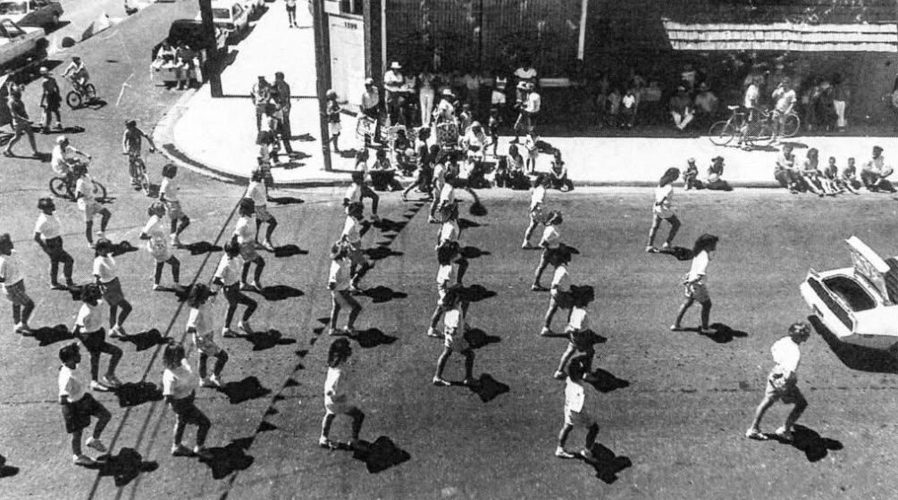 The 1987 Carson Valley Days parade passing the corner